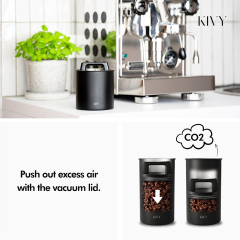 KIVY push-lid canister, closed lid shows easy sealing for lasting freshness and convenience.