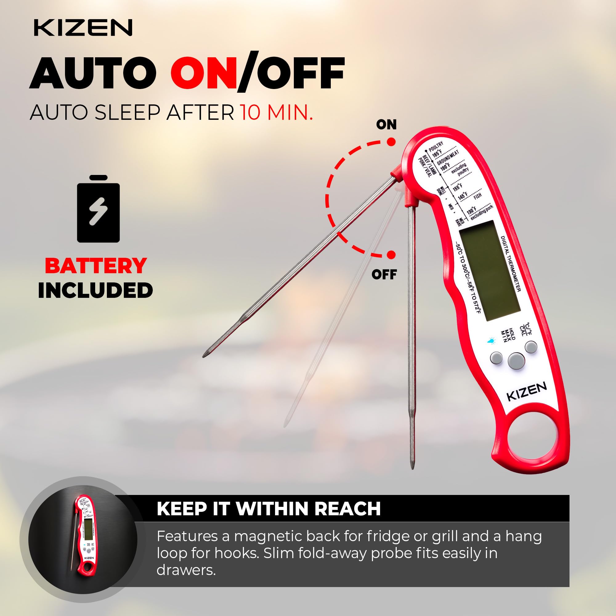 KIZEN IP67 waterproof design withstands splashes and quick cleanup