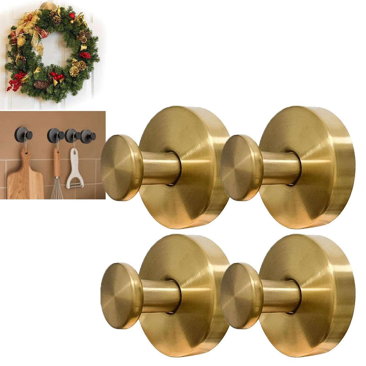 KJMAQI gold suction hook for door wreaths, damage-free front door decor