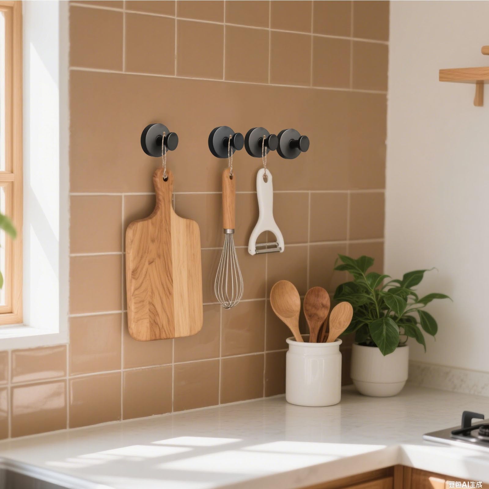 KJMAQI wreath hanger suction on door, easy installation.