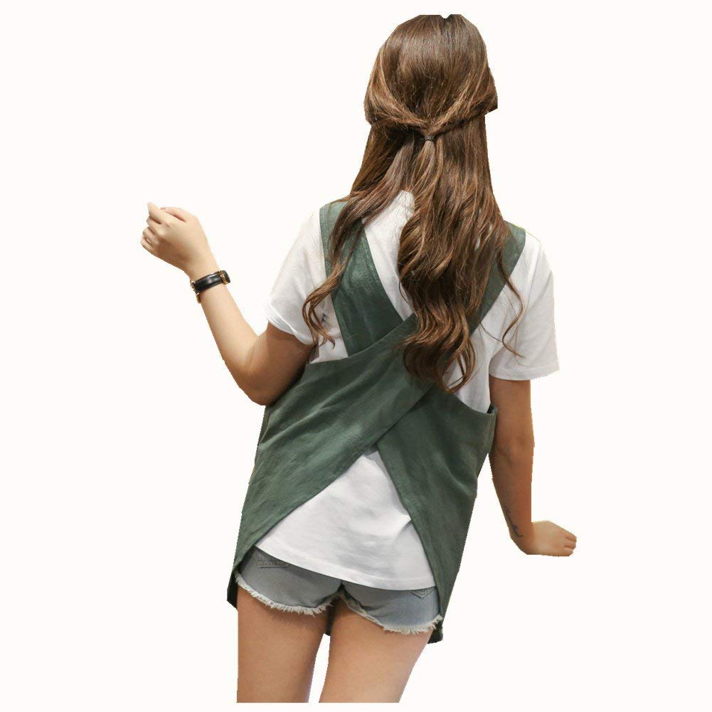 KKTOCHVC cross-strap apron army green for easy wear and comfort