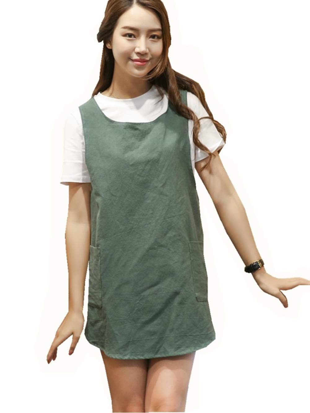 KKTOCHVC army green apron with side pockets for convenient tool storage