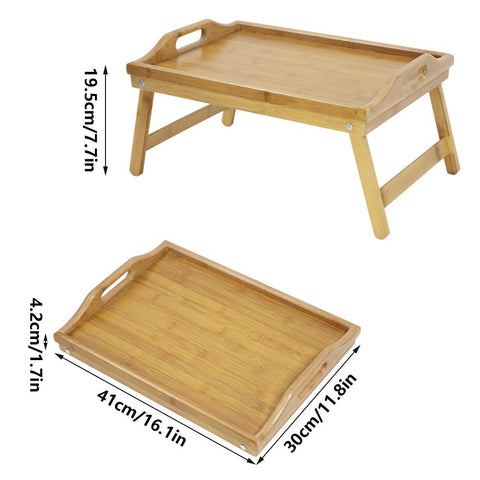 Tray serving food on KKTONER bamboo bed tray in bed
