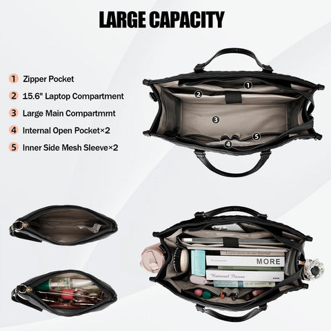 KKXIU spacious pockets organize work essentials, notebooks, and snacks