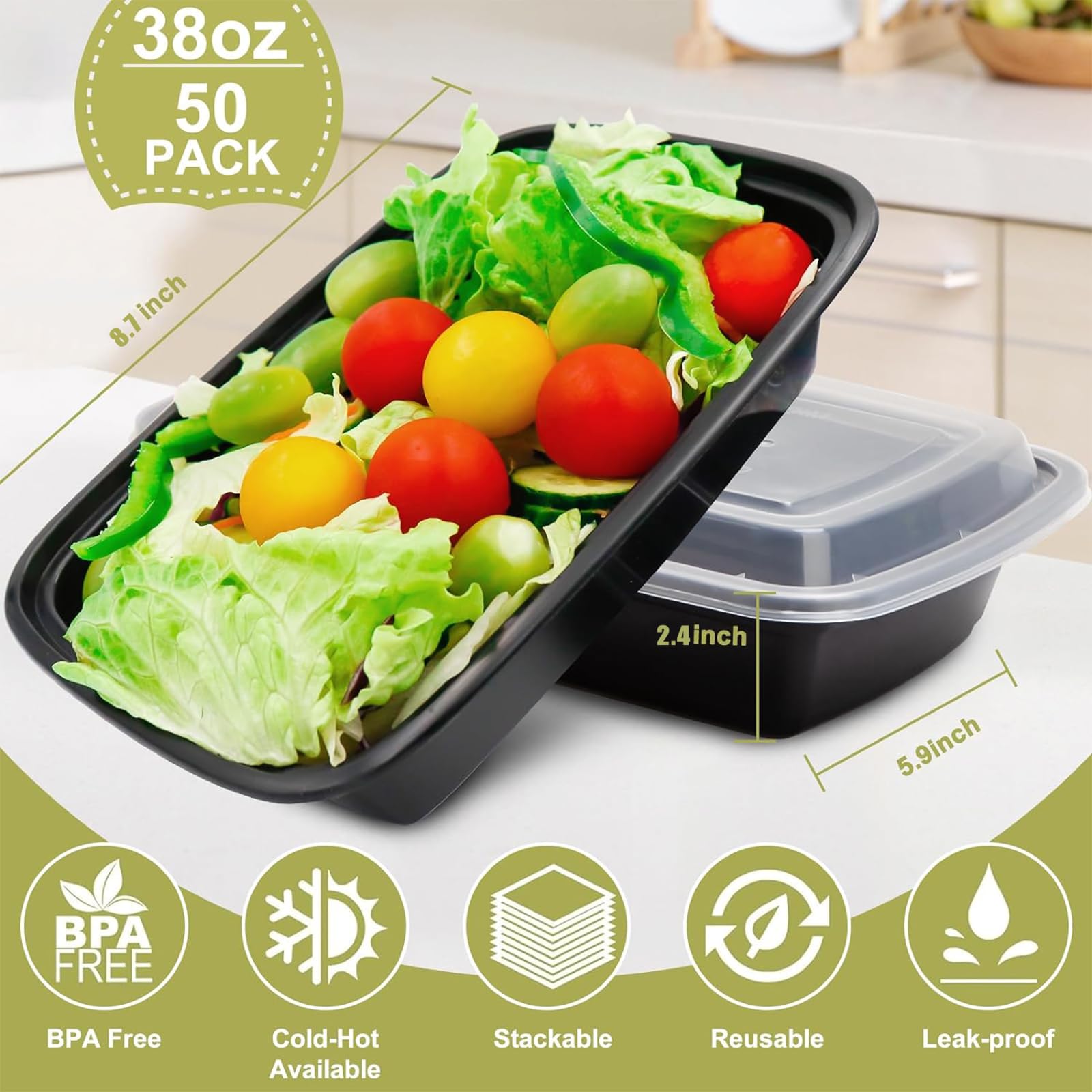 Kkyvvy 50-pack BPA-free containers ideal for daily lunches