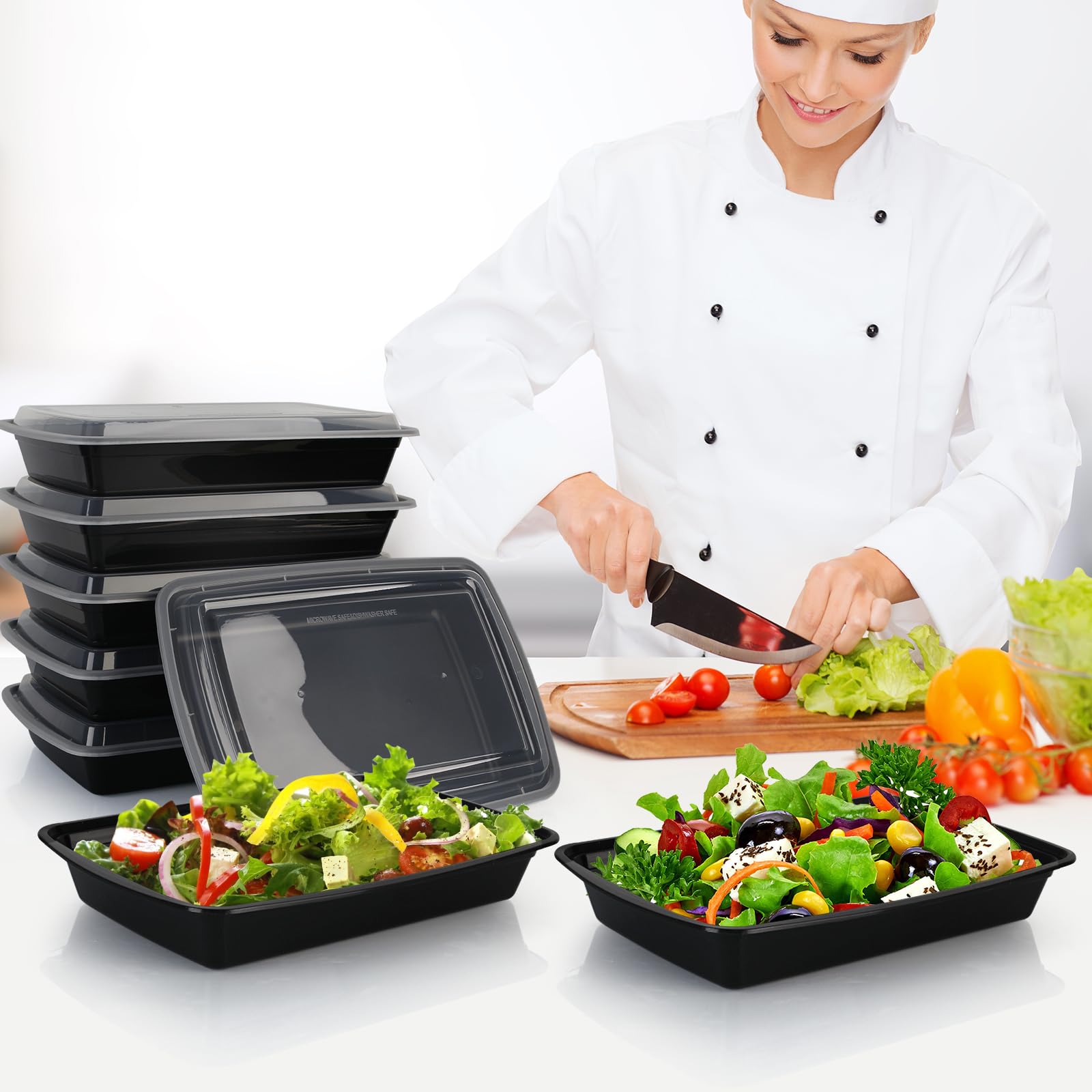 Kkyvvy 48oz meal prep containers shown for top-rack dishwasher cleaning.