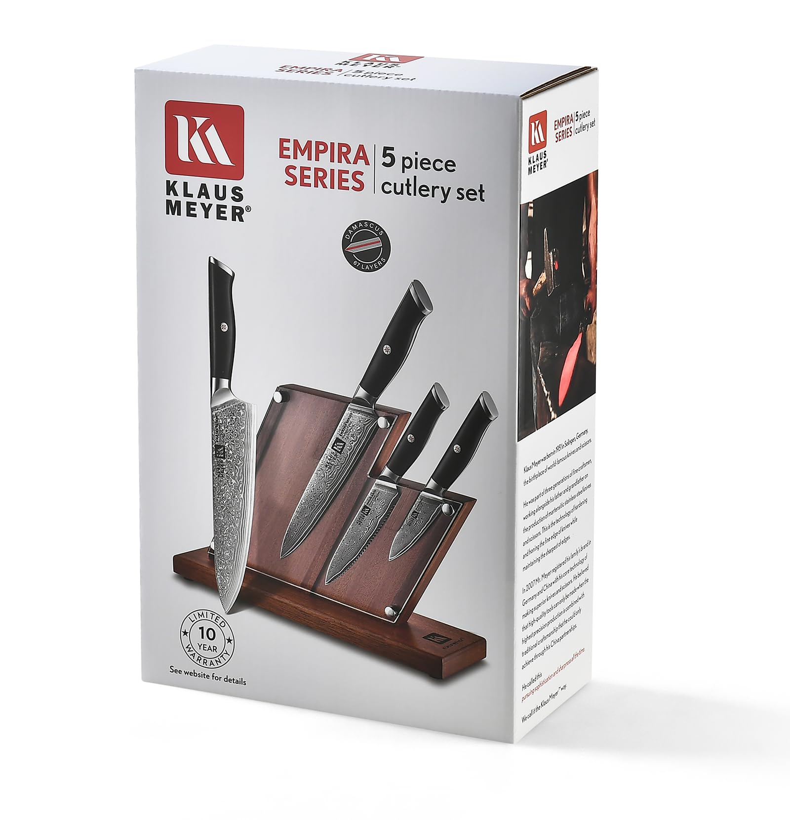 Klaus Meyer dishwasher-safe block option complements hand-wash care for easy cleanup.