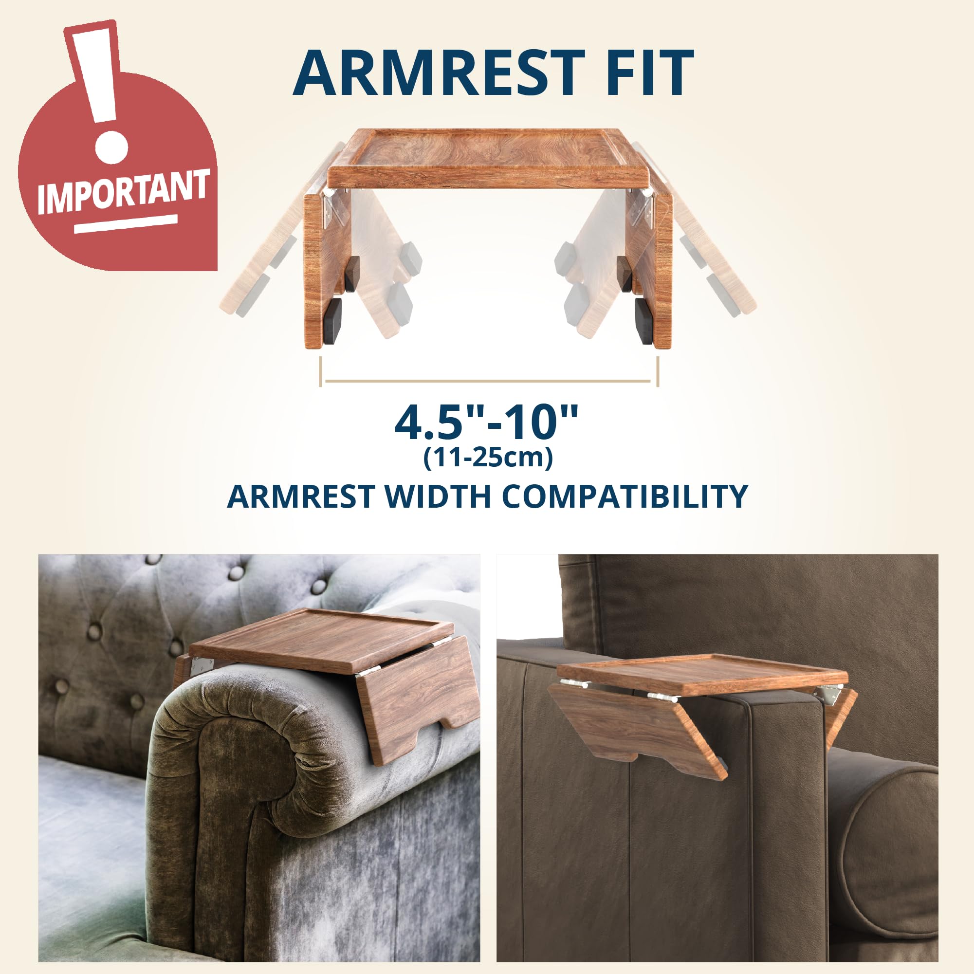 Klavio acacia wood arm table tray makes a gift-ready home accessory.