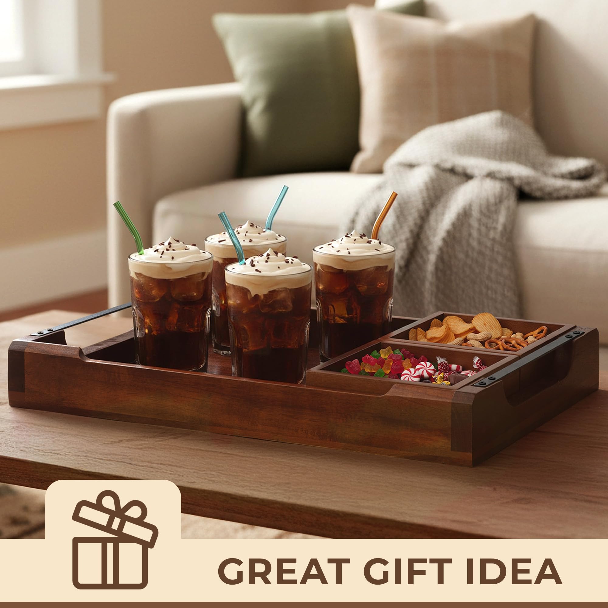 Klavio serving tray with dessert setup showcases sweets and fruits attractively.