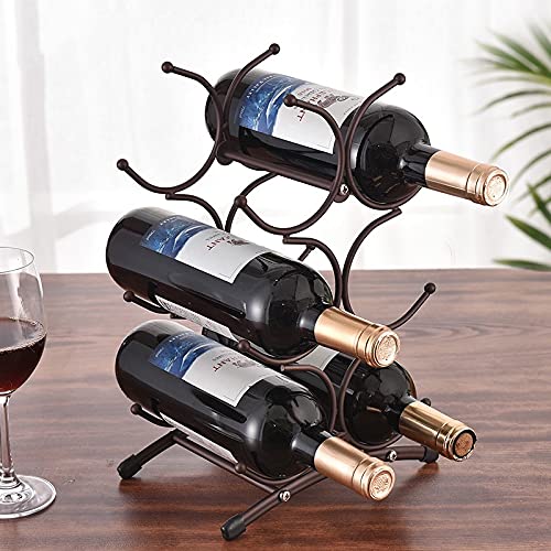 KLGO countertop wine rack in coffee color holds six bottles neatly for compact spaces