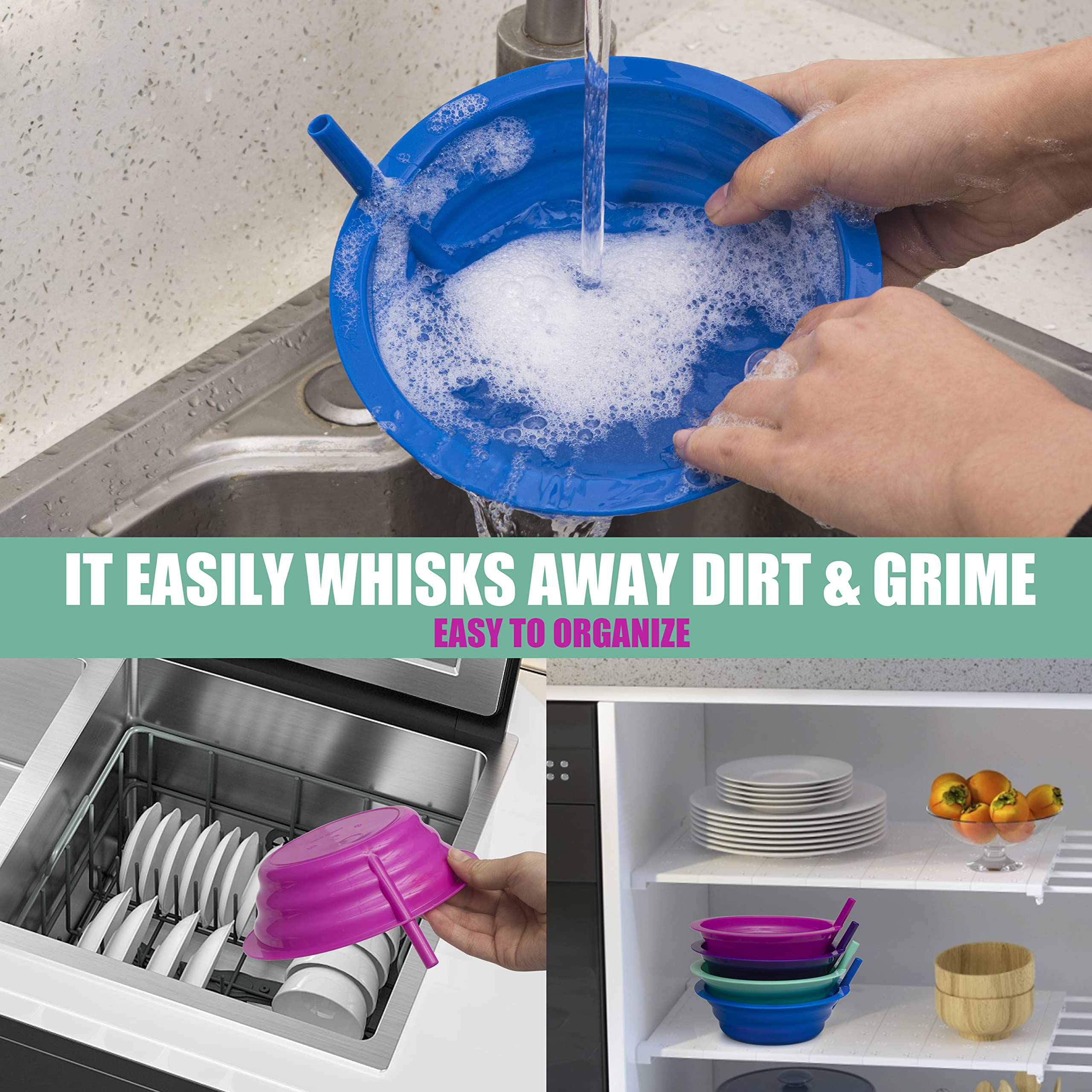 Klickpick Home bowls ideal for cereal, soup, or desserts with integrated straws.