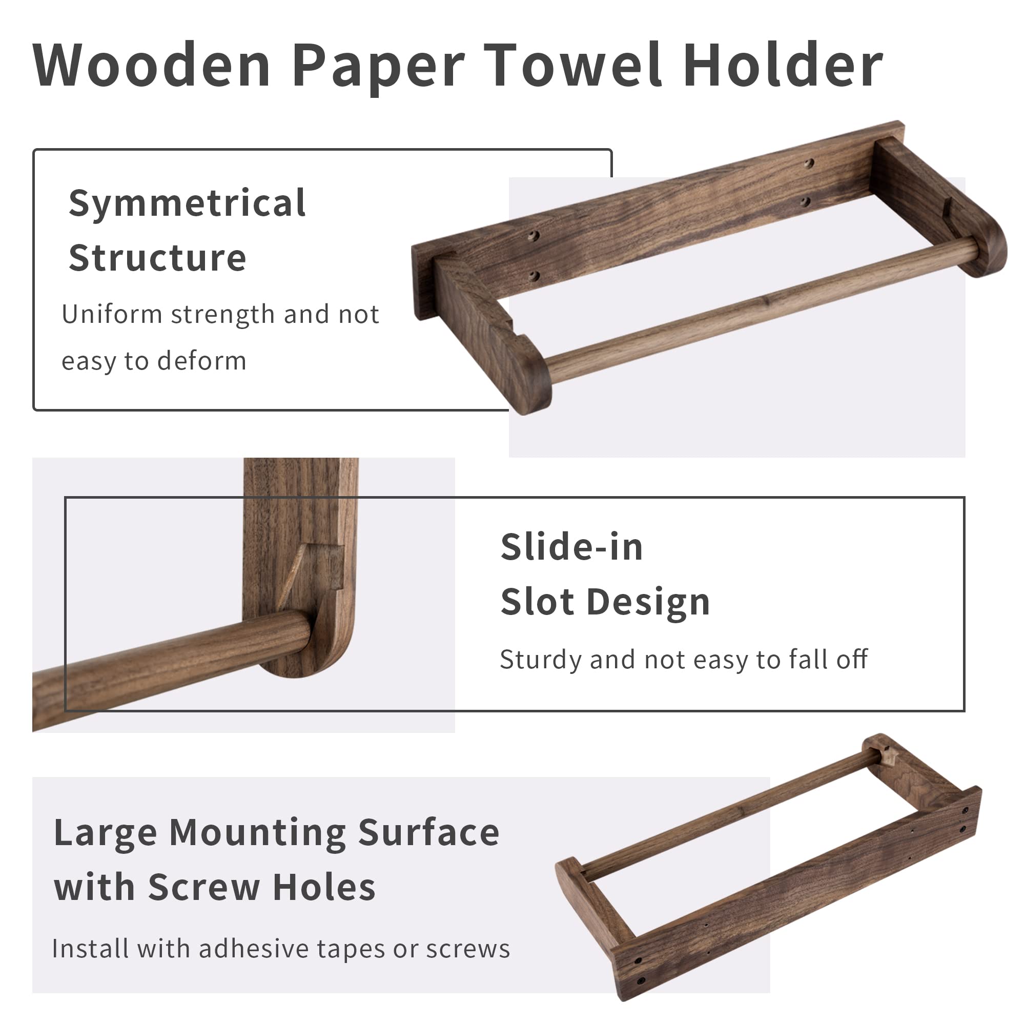 klleyna wall mounted paper towel dispenser close-up showing smooth wood grain finish