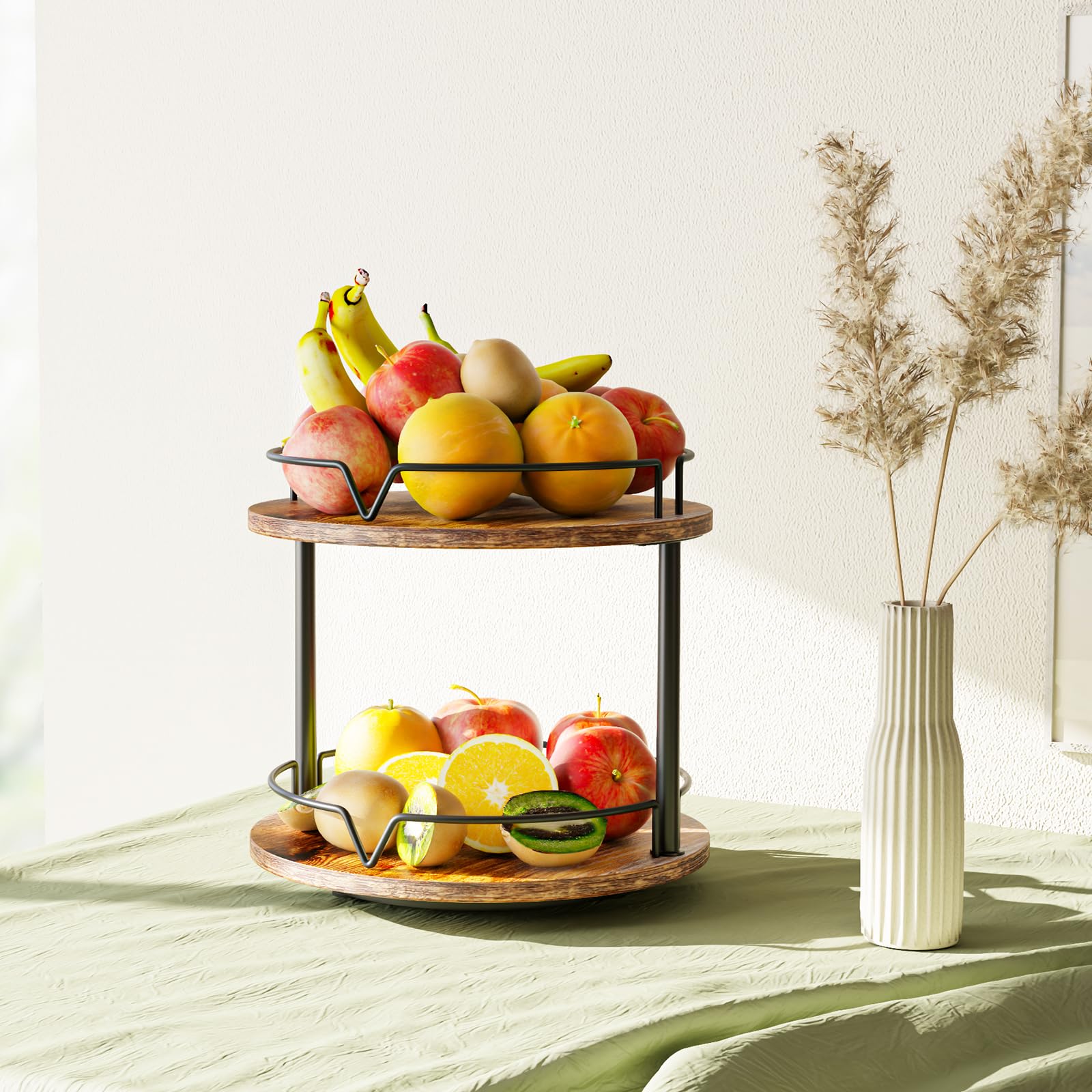 KLM 12-inch wood lazy susan assembly-ready for quick setup and organization.