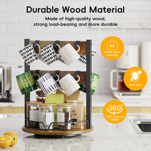KLM 360-degree rotation design enables quick mug selection during busy mornings.
