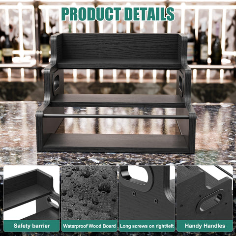 KLM Black Finish Liquor Cabinet Shelf adds sleek storage.