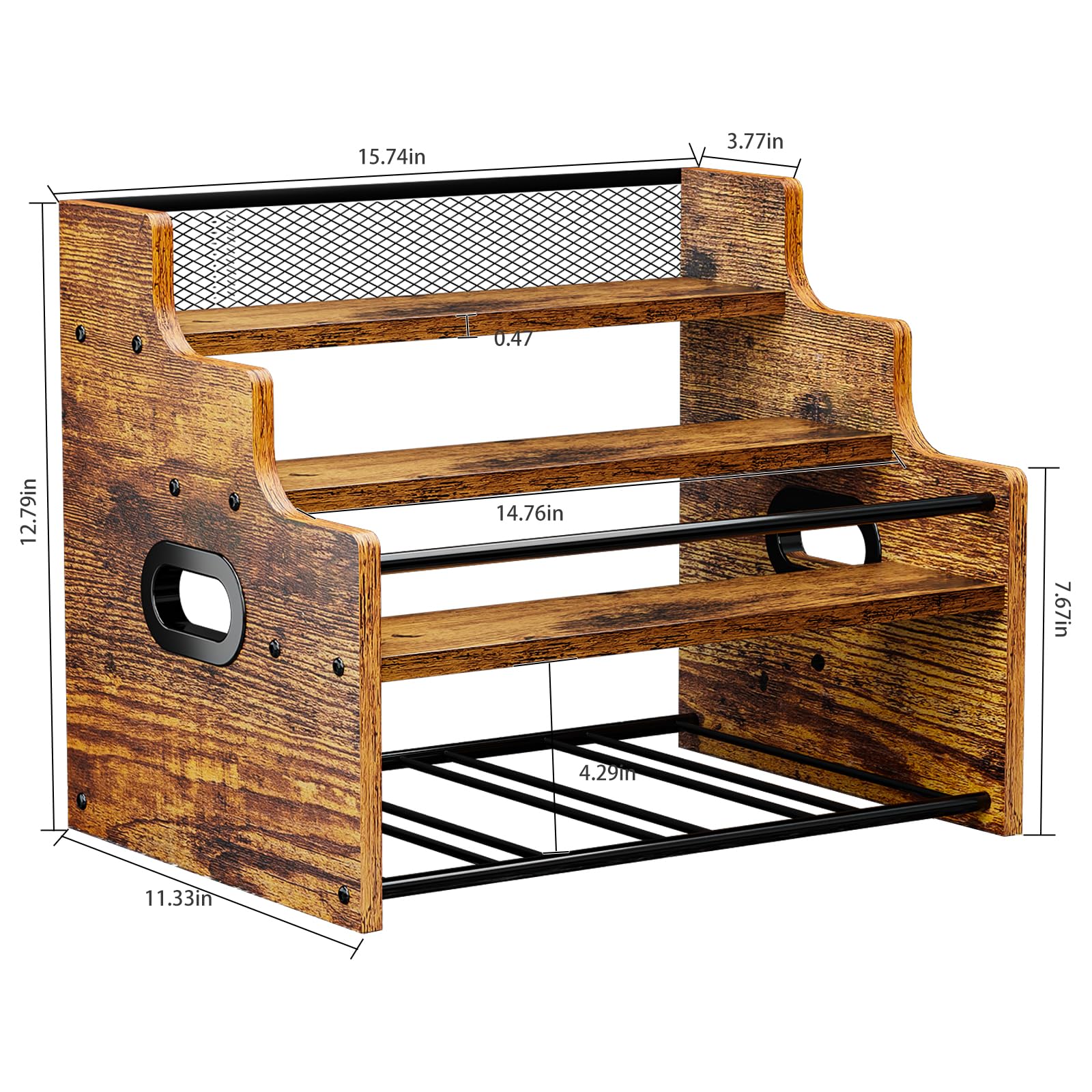 KLM rustic wood grain finish enhances a warm, inviting countertop display.