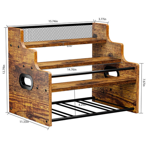 KLM rustic wood grain finish enhances a warm, inviting countertop display.