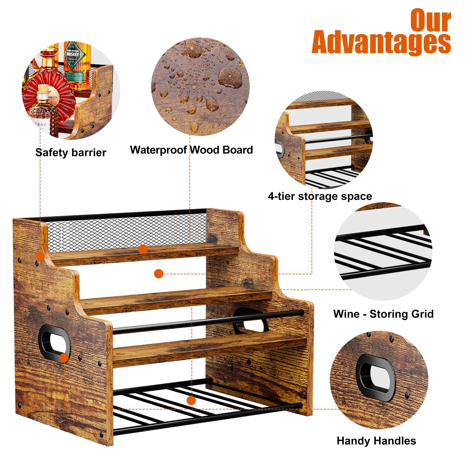KLM sturdy construction with metal accents ensures stable shelf setup.