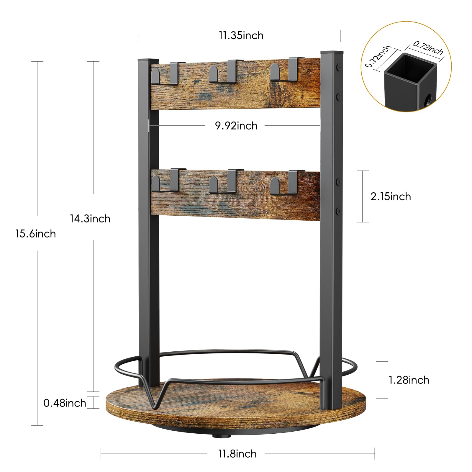 KLM two-tier mug storage base saves counter space while displaying favorites.