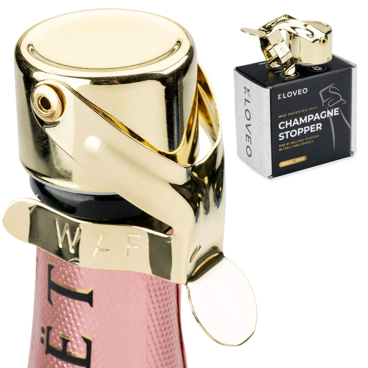 KLOVEO WAF champagne stopper cap-close preserves fizz with a secure seal.