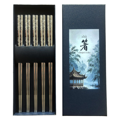 Kloveright dragon-engraved 9.5-inch chopsticks reveal durable steel and cultural flair.