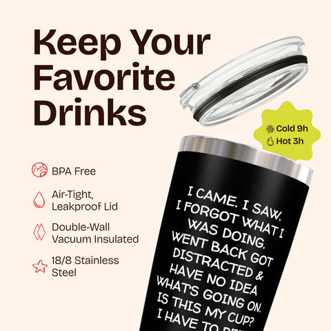 KLUBI black 20oz tumbler with sleek style for everyday use.