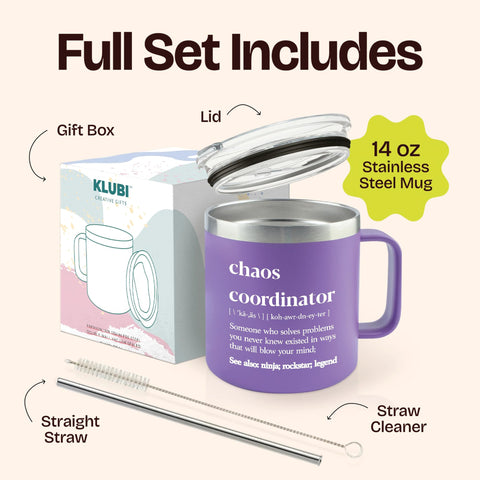KLUBI Chaos Coordinator tumbler ergonomic handle for comfortable one-handed use