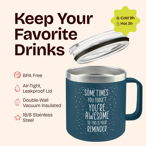 KLUBI Mother's Day mug in navy complements thoughtful coworker gifts.