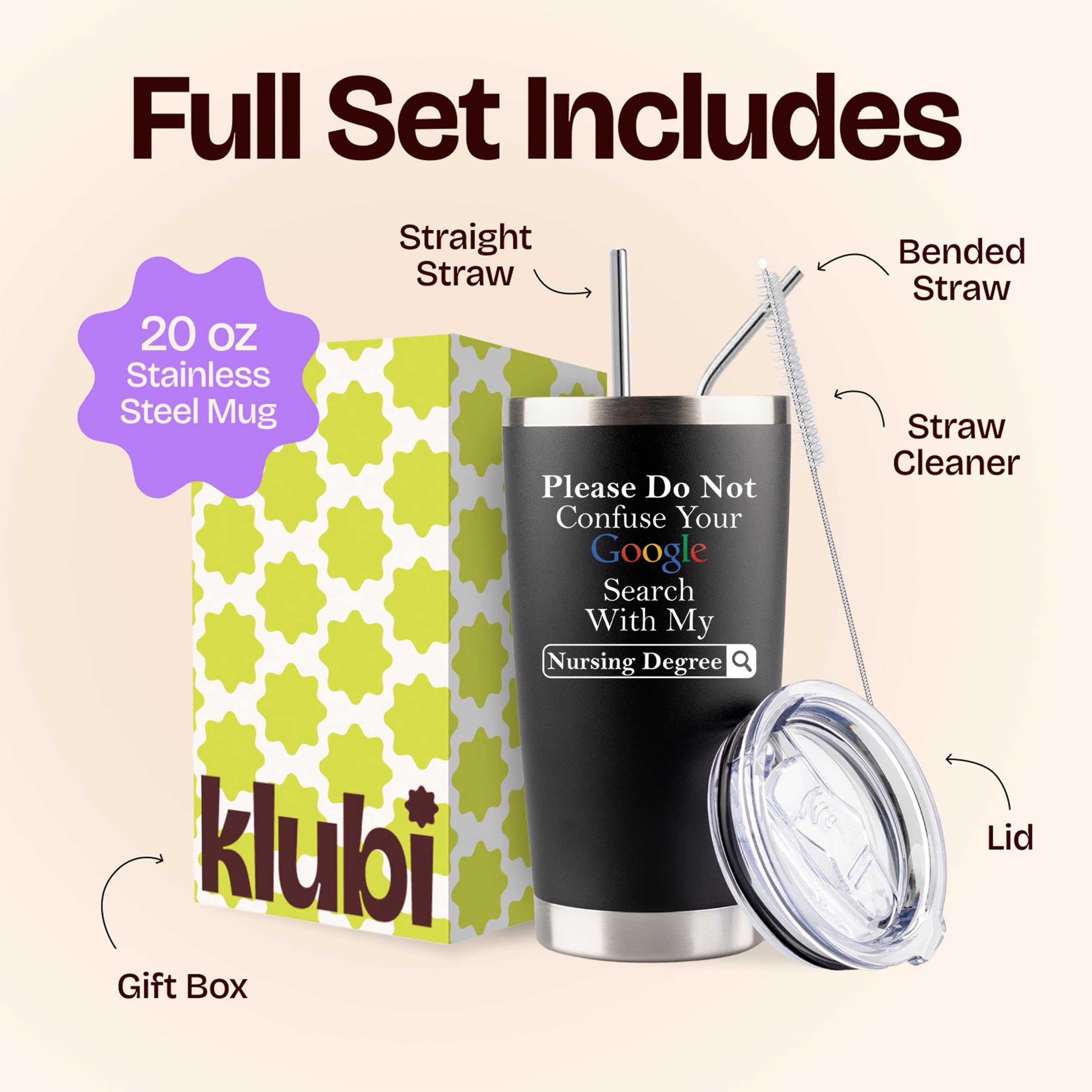 KLUBI nurse tumbler 18/8 stainless steel finish for durability