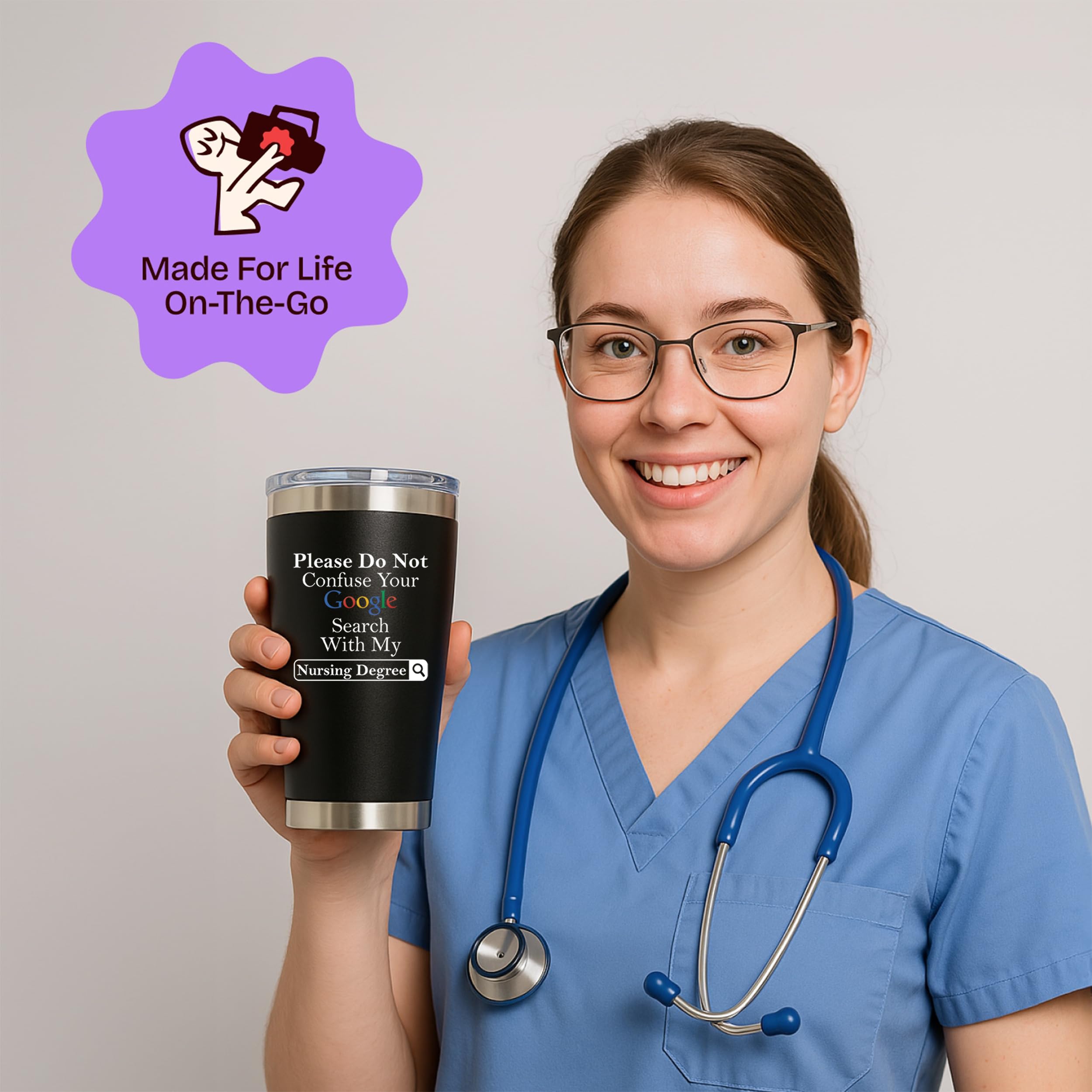 KLUBI nurse tumbler EZ Slide lid for leak-resistant on the go