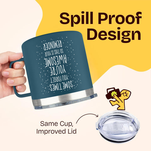 KLUBI womens-work gift idea featuring stylish navy mug on coworker's desk.