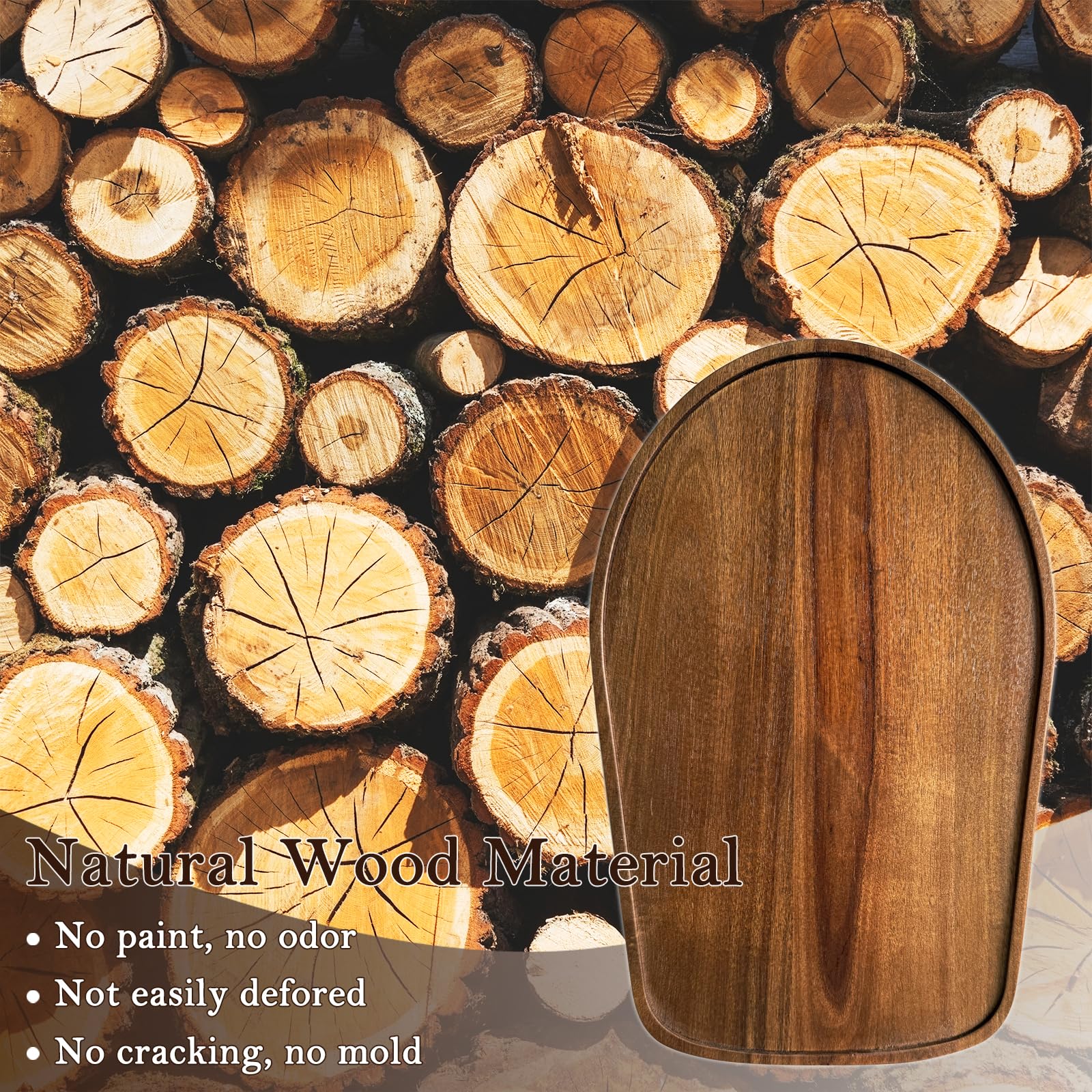 Klxuyuo acacia wood mixer slider mat showing durable wood texture