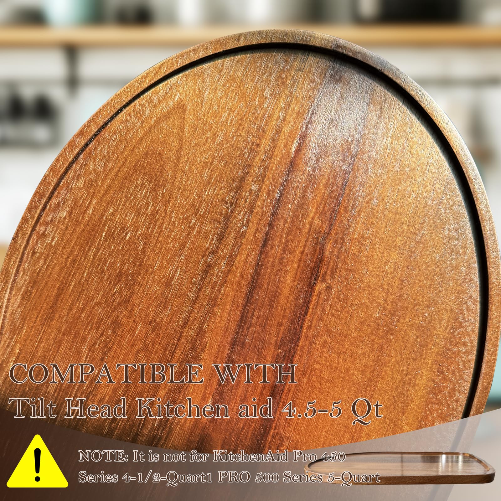 Klxuyuo acacia wood mixer slider mat side view highlighting slim profile