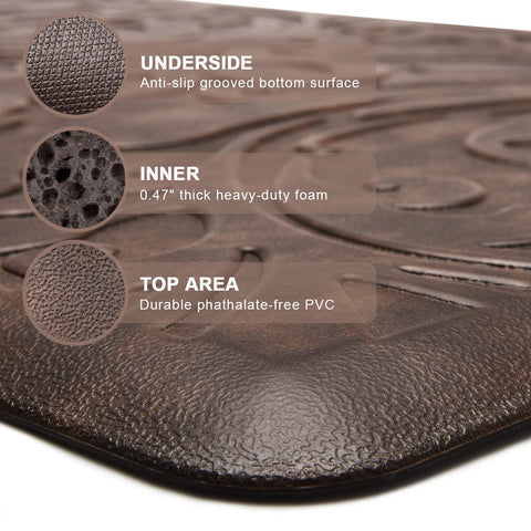 KMAT Kitchen Mat beveled edge with non-slip bottom prevents slips.