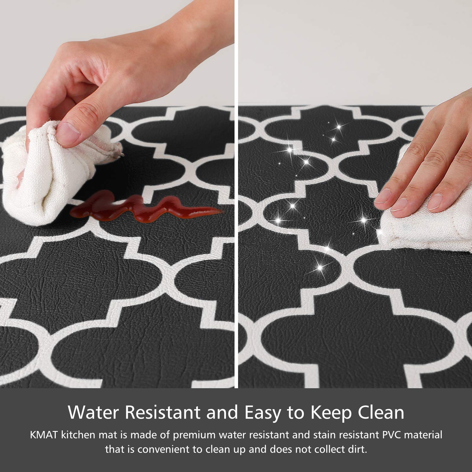 KMAT kitchen mat non-slip backing keeps steady on wooden and tile floors