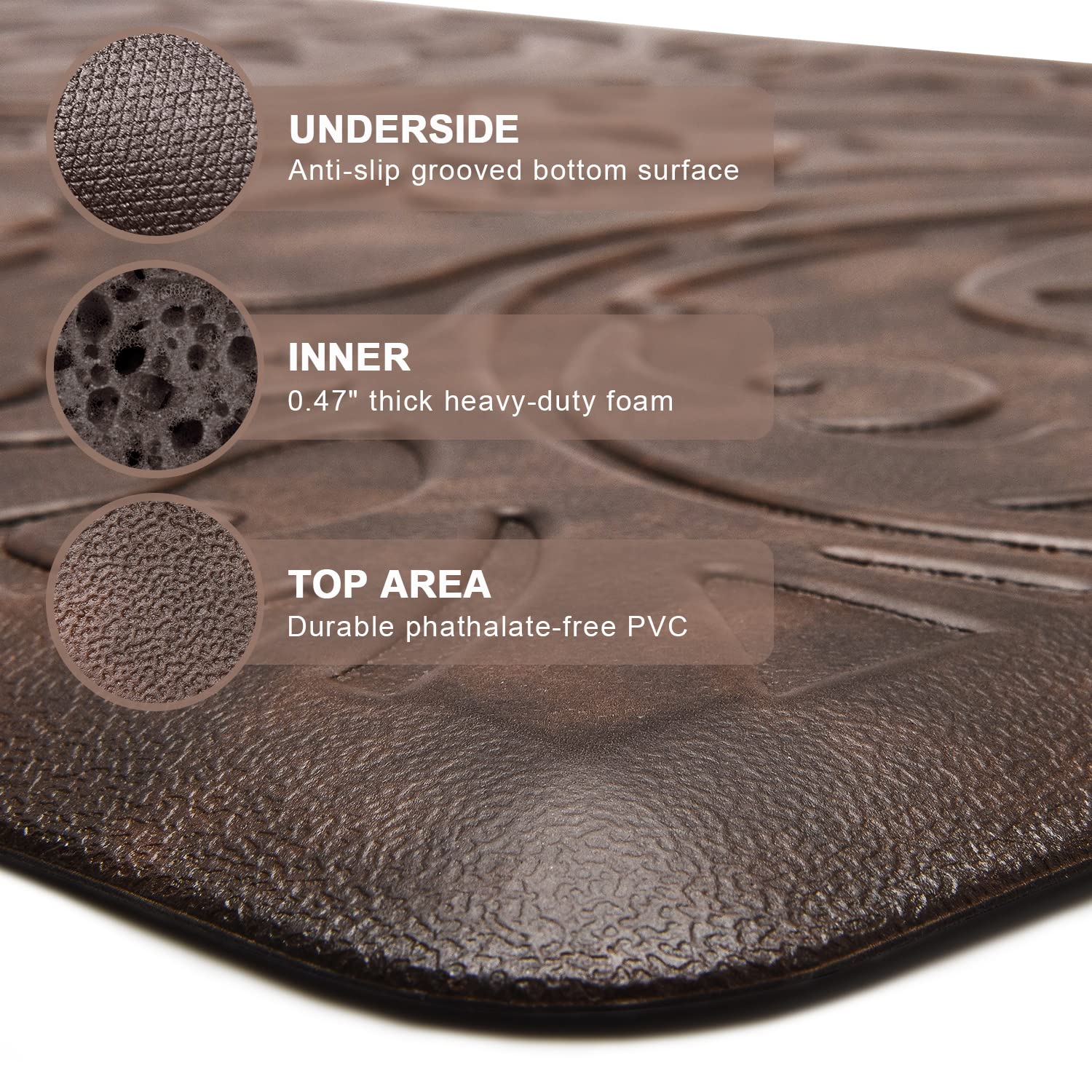 KMAT non-slip underside keeps mat in place on busy kitchen floors