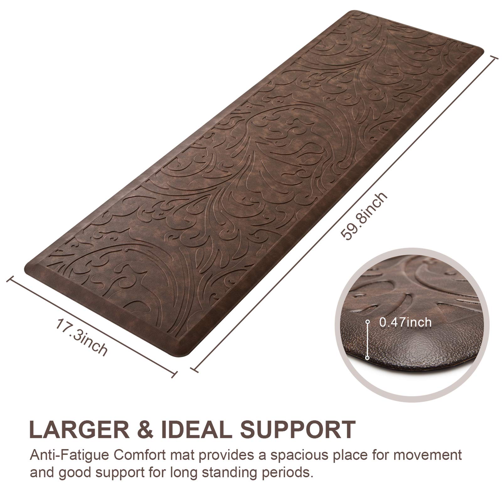 KMAT Kitchen Mat waterproof surface close-up showing easy wipe-clean texture.
