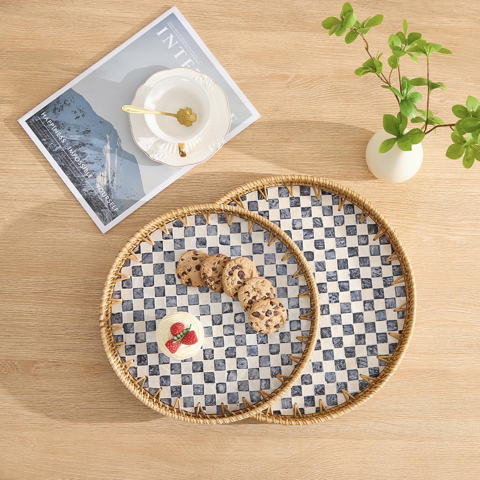 Kmelep kitchen-dining decor tray perfect for bread, fruit, and snacks.