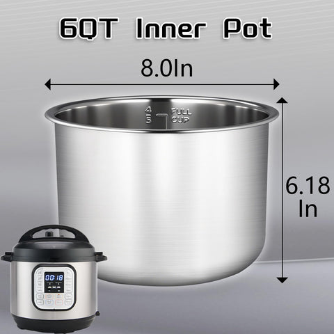 KMHGD 6 Qt inner pot 304 stainless is durable and food-safe for everyday cooking.