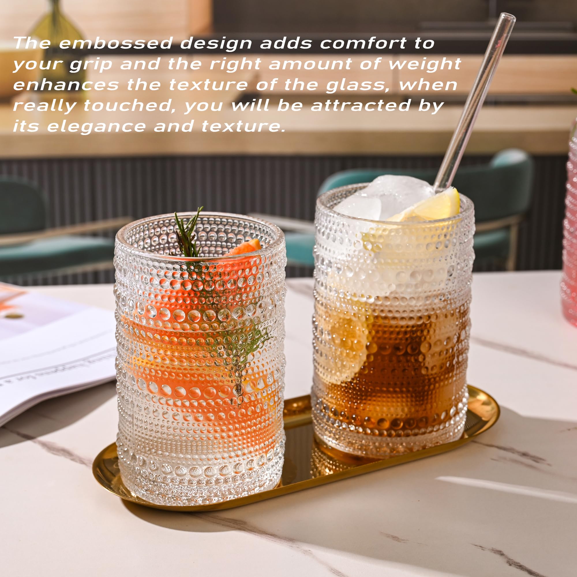 KMIGRUAN 15oz highball glasses, ideal for whiskey, beer, or juice