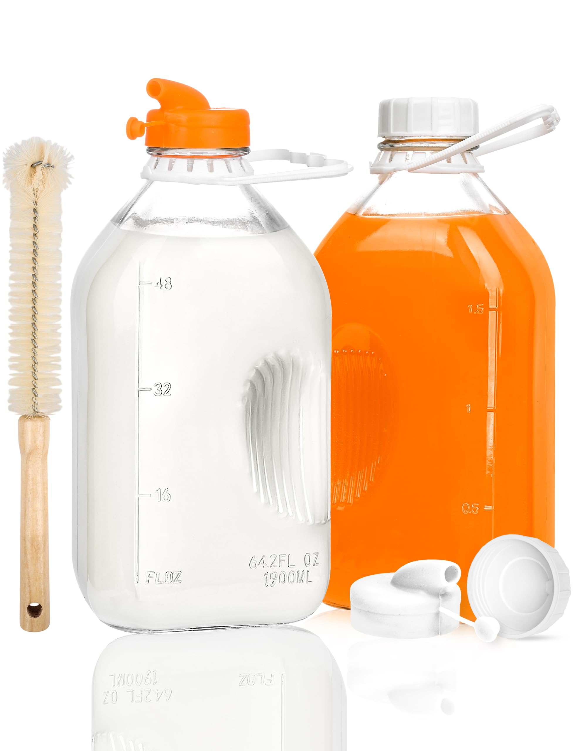 KMIGRUAN 2qt glass bottle with lid provides secure, leak-proof storage for fresh milk.