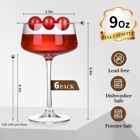 KMIGRUAN aroma-friendly coupe glasses elevate the experience of iconic drinks like martinis.