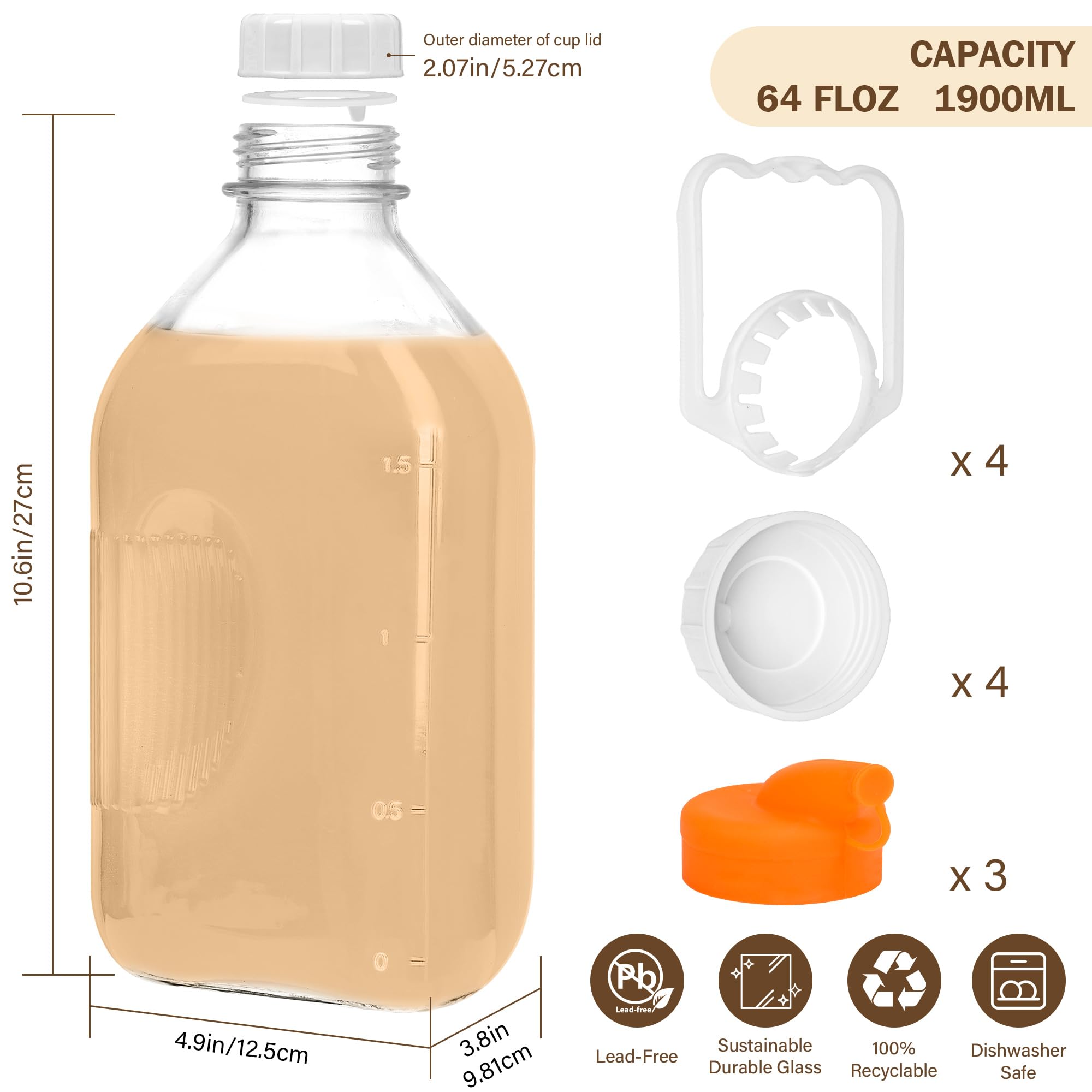 KMIGRUAN dishwasher-safe glass bottle for convenient reuse.