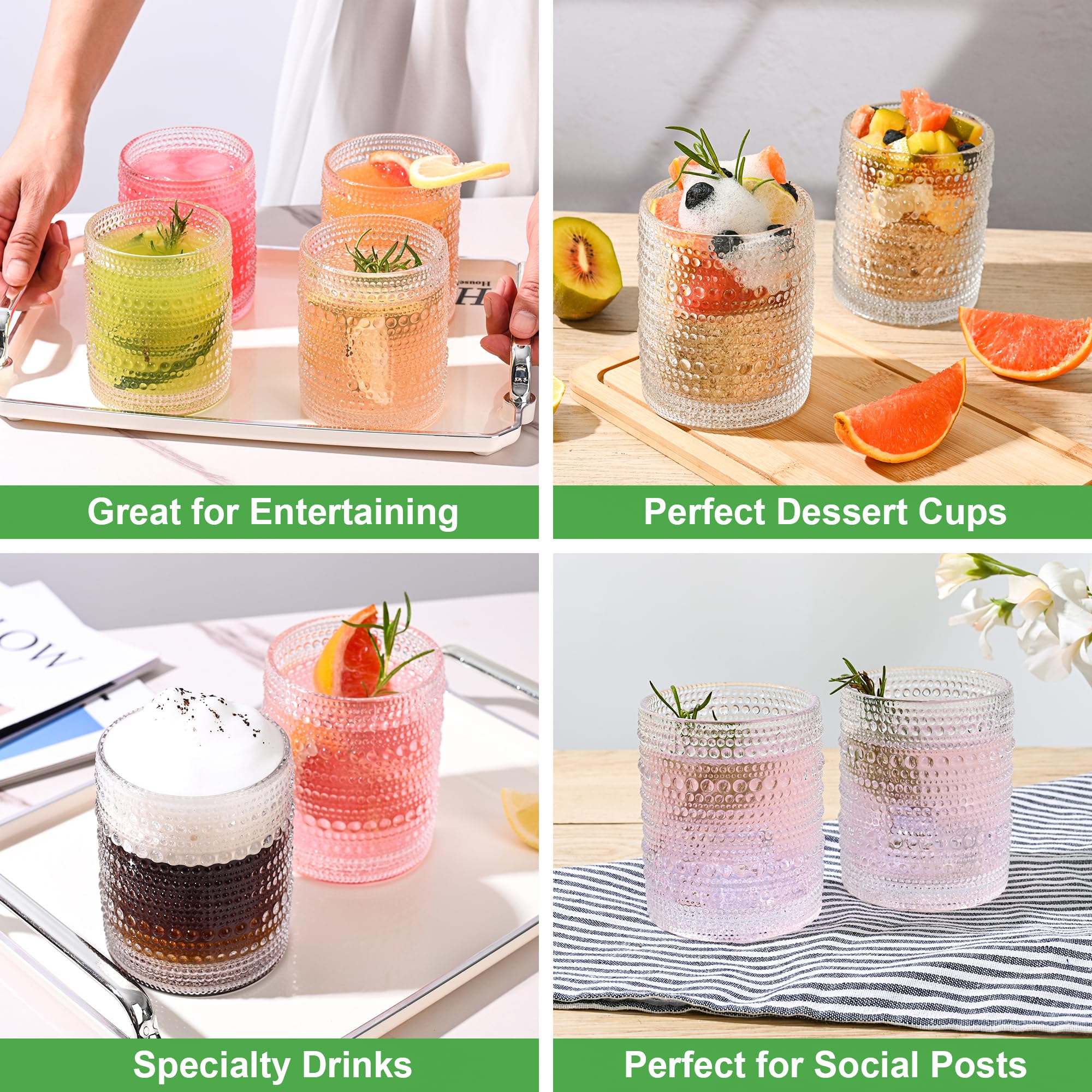 KMIGRUAN Dishwasher-safe glassware preserves shine and beaded pattern through cycles