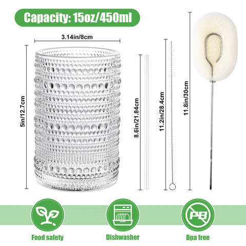 KMIGRUAN glass straws included with cleaning brushes for easy care