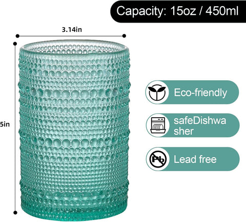 KMIGRUAN green hobnail glass, colorful beaded detail, ideal for family gatherings.