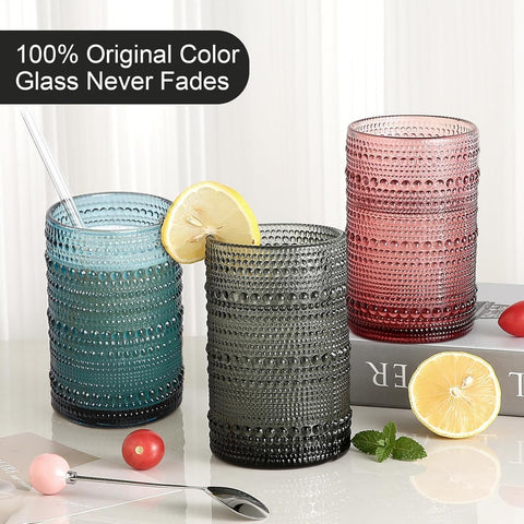 KMIGRUAN grey hobnail glass with tactile pattern, suitable for juice and water.