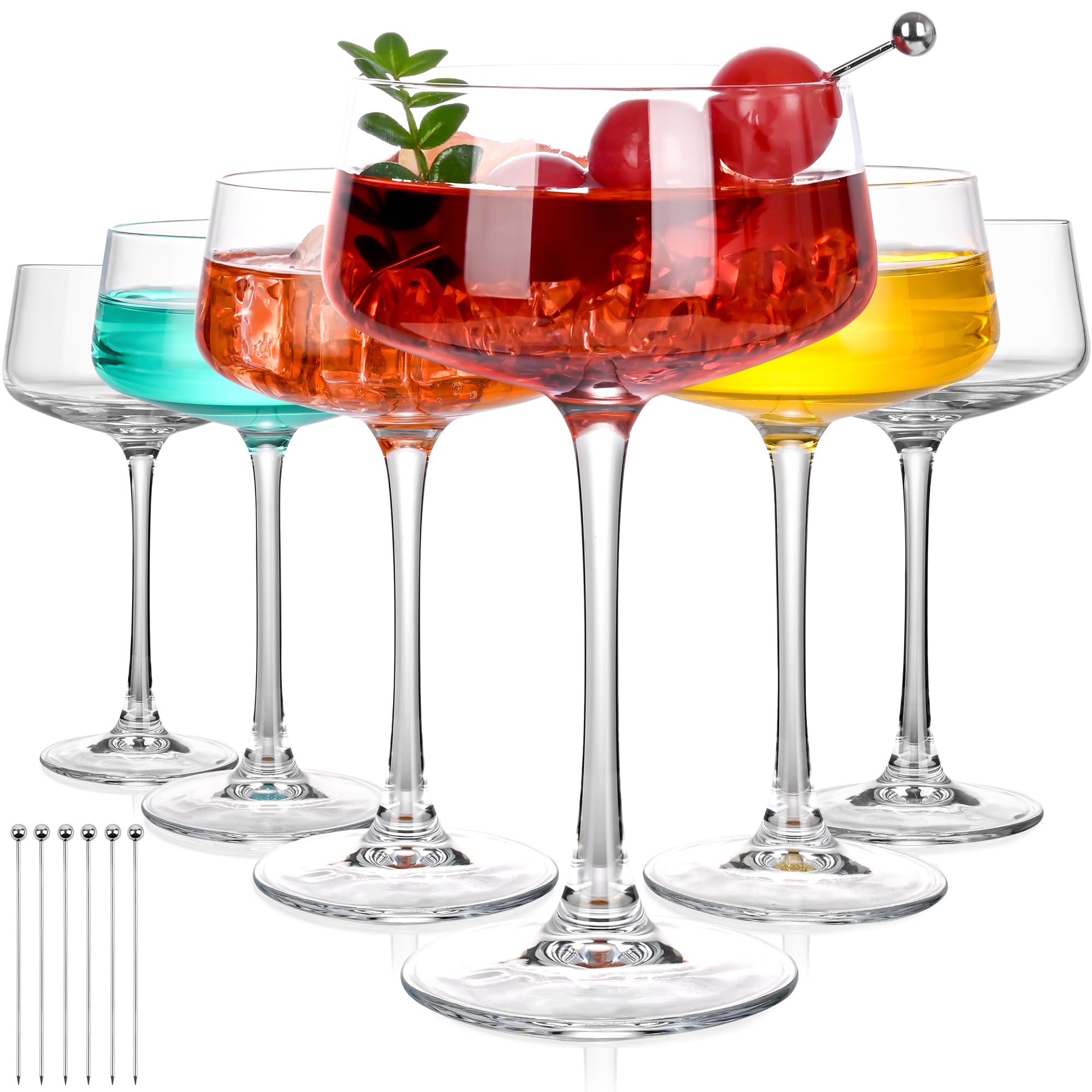 KMIGRUAN martini glasses 6-9oz set with crystal clarity for elegant home entertaining.