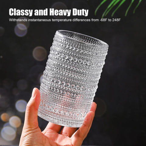 KMIGRUAN vintage beaded design glassware, durable and safe for family use