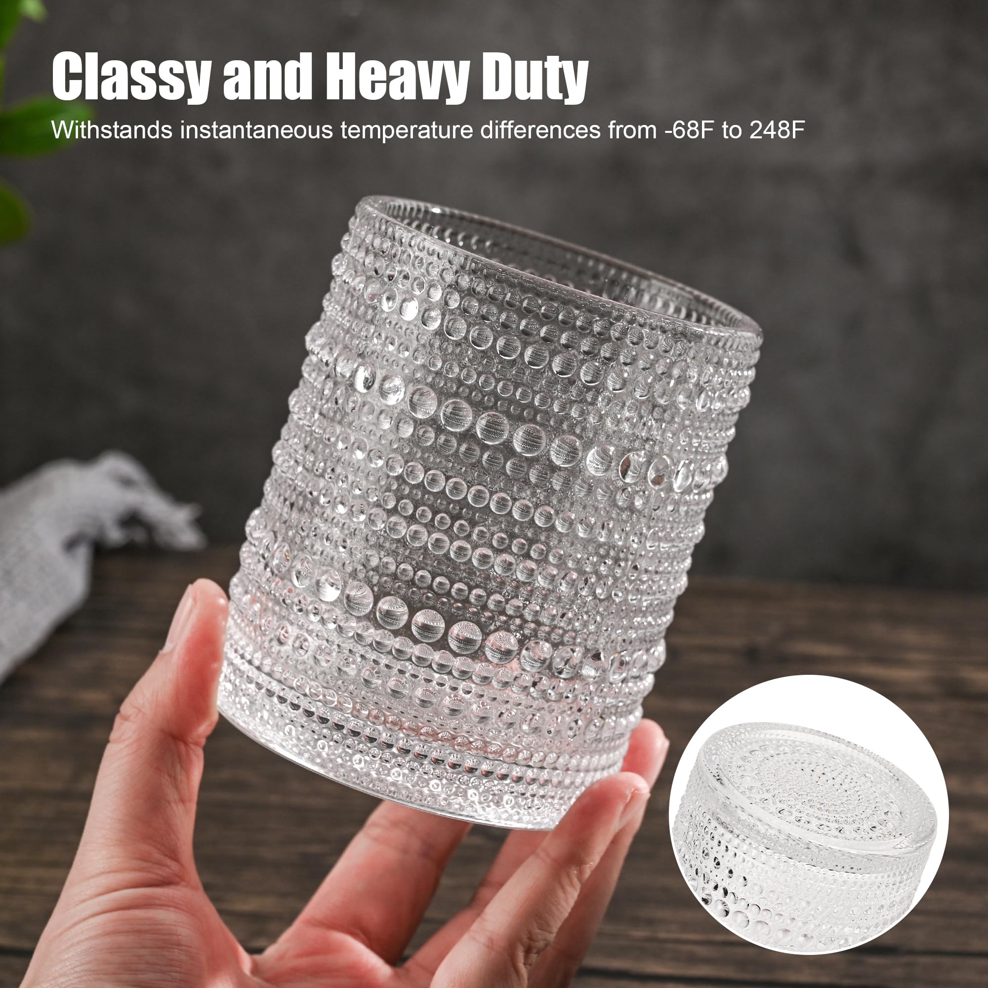 KMIGRUAN Vintage beaded embossing glass 12oz elevates everyday and special occasions